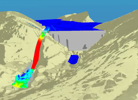 Modelación 3D del aliviadero de la presa del Rumblar (CH Guadalquivir).